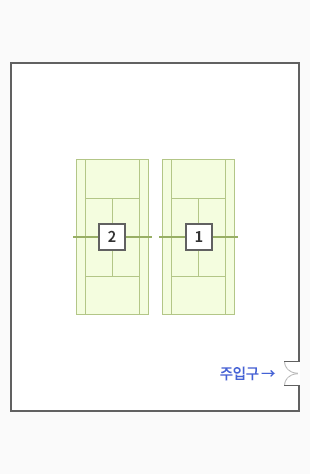 늘솔길공원 테니스장 코트 위치도. 위쪽벽 오른쪽에 주입구가 위치해있으며, 위쪽부터 아래 일렬로 1번부터 5번까지 코트가 있습니다.