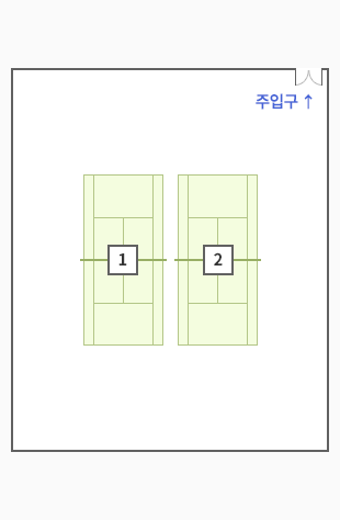 주적체육공원 테니스장 코트 위치도. 위쪽벽 오른쪽에 주입구가 위치해있으며, 위쪽부터 아래 일렬로 1번부터 5번까지 코트가 있습니다.